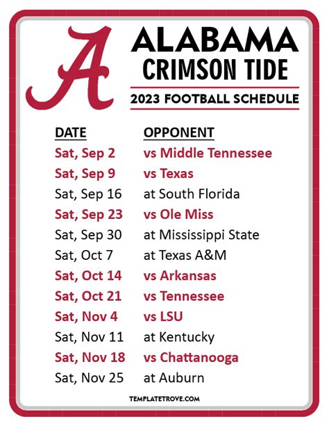 university of alabama football schedule 2023