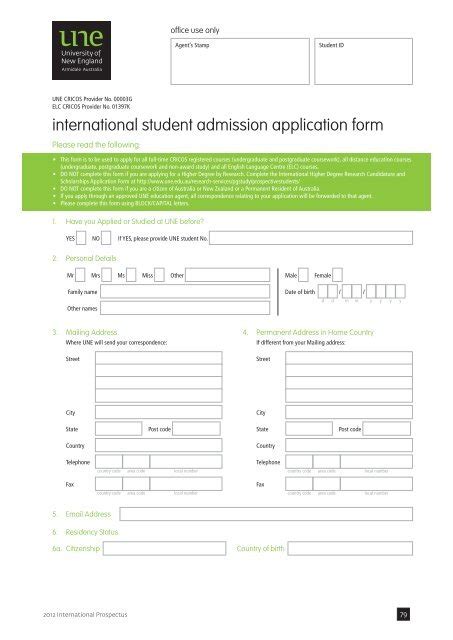 university of new england housing application