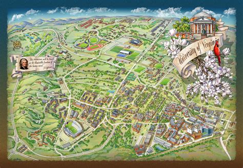 UVA Campus Illustrated Map Illustrated Maps by Rabinky Art, LLC