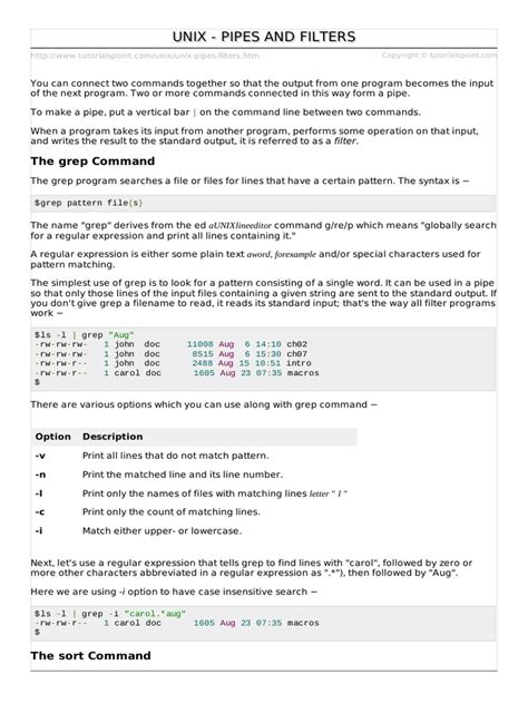Unix Filters And Pipes