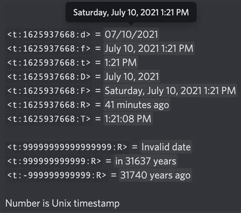 unix timestamp format discord