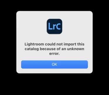 Unknown Error When Importating From Another Catalog