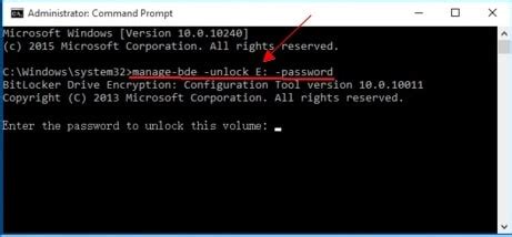 unlock bitlocker drive from command prompt with pin