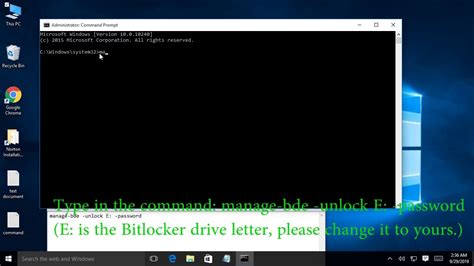 unlock bitlocker drive from command prompt without password