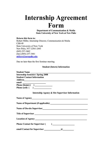 Unpaid Internship Application Template