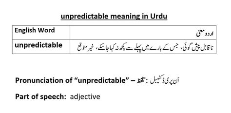 unpredictable meaning in urdu with example