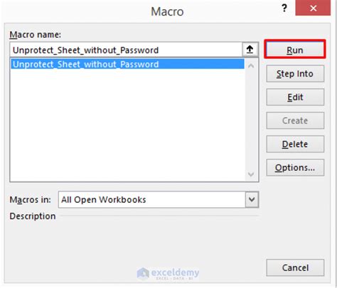 unprotect excel sheet with password