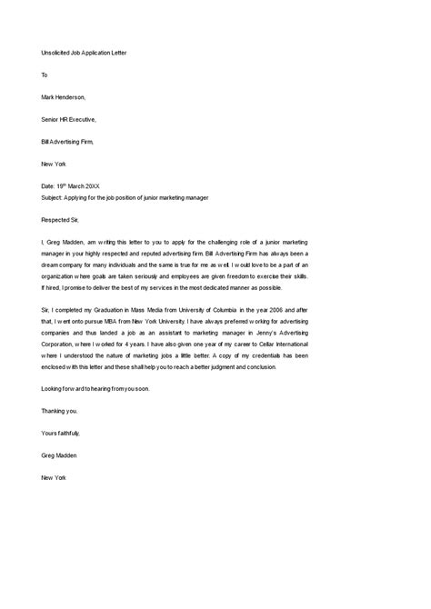 unsolicited job letter examples