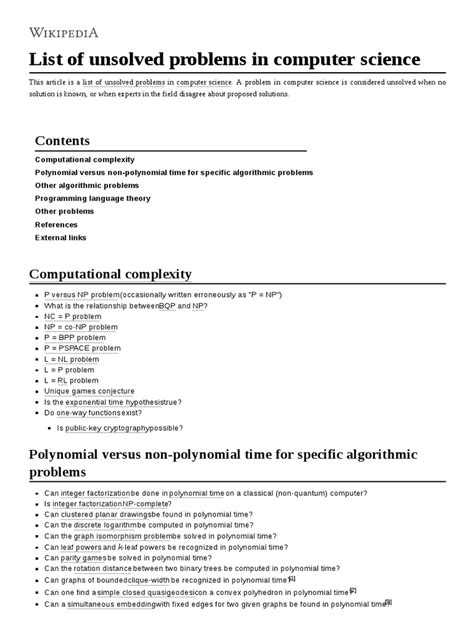 unsolved problems in computer science pdf