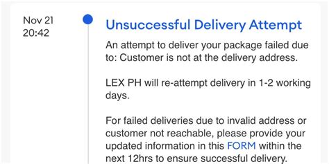 unsuccessful delivery attempt meaning in urdu with example