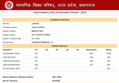 up board result class 12