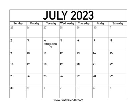 upcoming days in july 2023