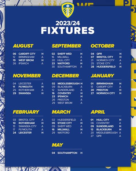 upcoming leeds united fixtures