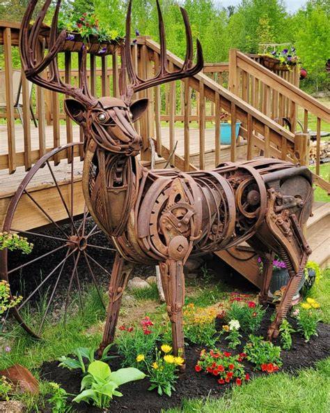 Upcycled yard art