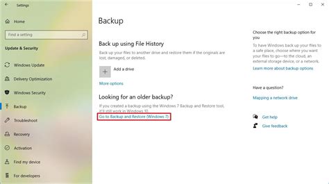 update and security windows 10 backup