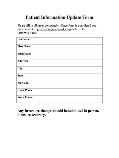 update patient information form template