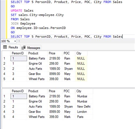 update sql query example