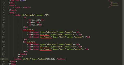 Update Table Javascript