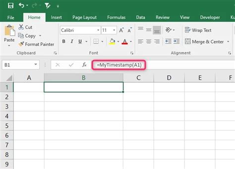 update timestamp in excel