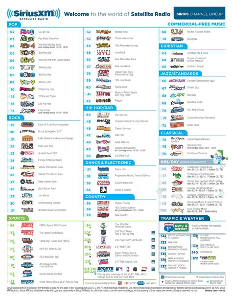 updated printable sirius xm channel guide