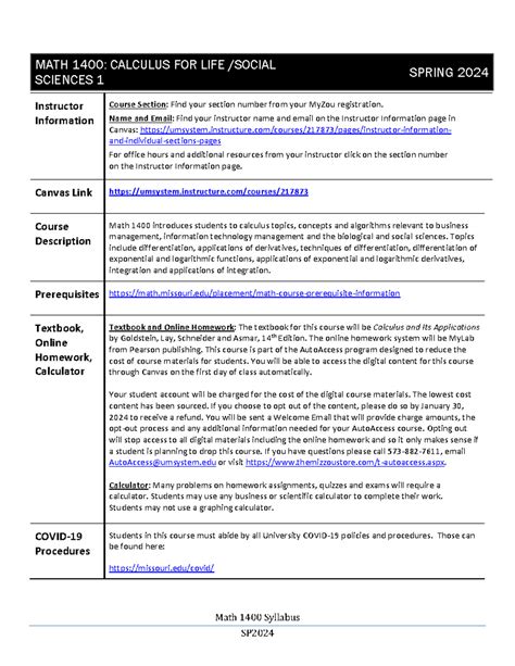 UPenn Math 1400 Syllabus Guide