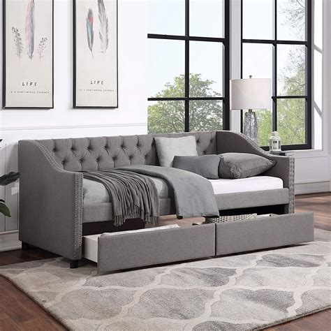 upholstered daybed with drawers