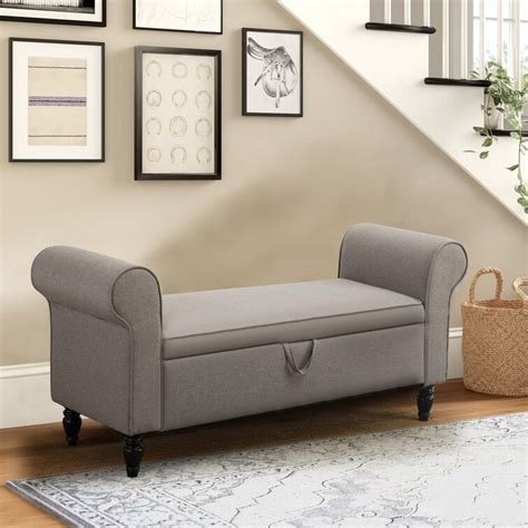 Organize Your Home in Style with our Upholstered Flip Top Storage Bench - Perfect for Small Spaces!