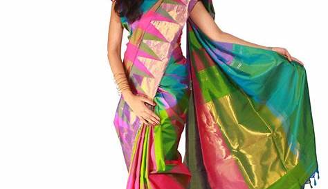 Uppada Multicolor Sarees Pattu Silk Saree In Multi Colour Ikkat Design Border