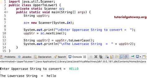 uppercase and lowercase method in java