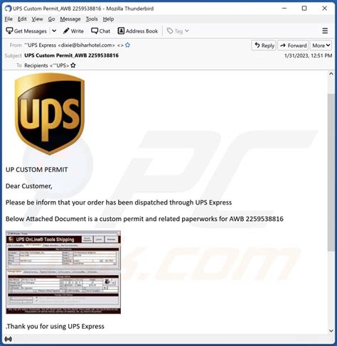 ups delivery email scam