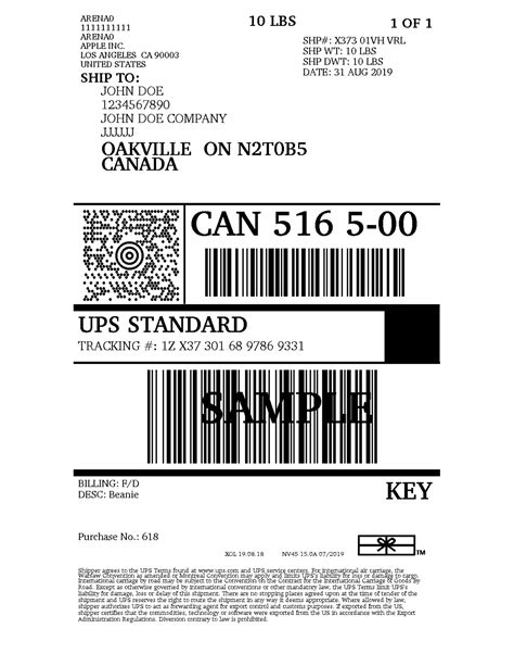 ups shipping shipping label