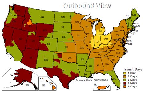 ups shipping time estimate map