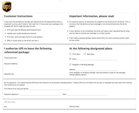 10 UPS Signature Release Form Templates to Download Sample Templates