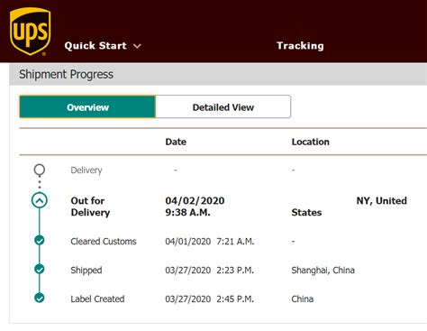 ups tracking package delivery status
