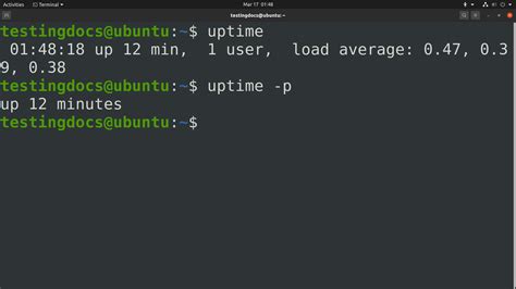 uptime command in linux