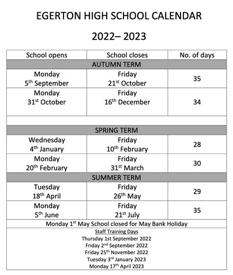upton high school term dates
