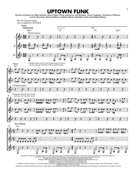 uptown funk band sheet music