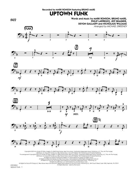 uptown funk bass sheet music