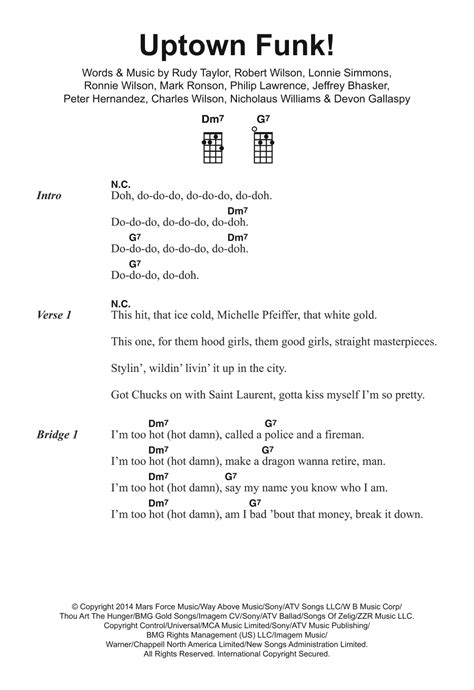 uptown funk ukulele chords