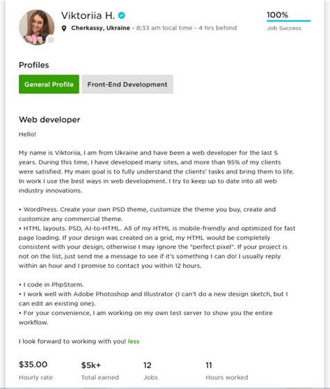 Upwork Profile Sample For Web Developer 2023