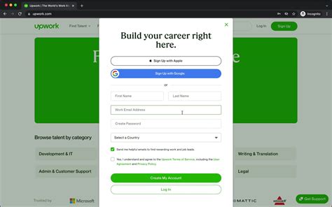 upwork sign up as agency