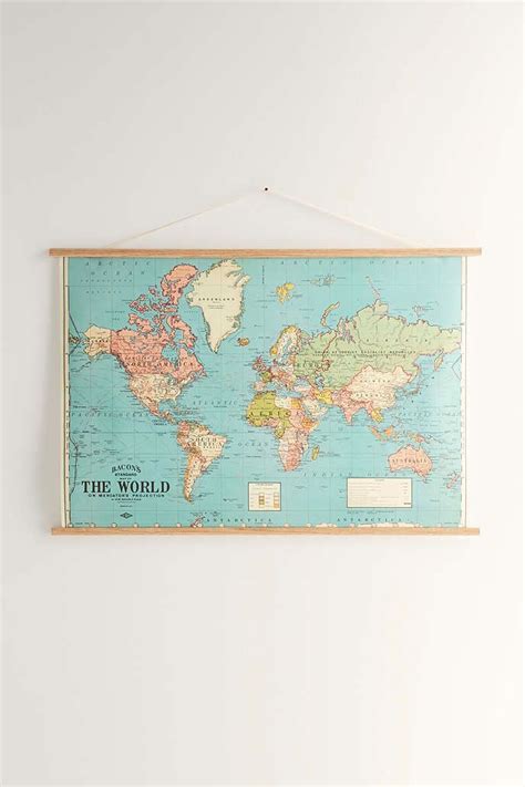 Urban Outfitters World Map Atlas Wall Tapestry AptDeco