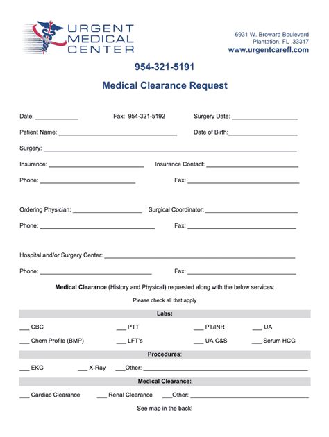 urgent care for medical clearance