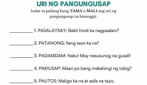 Uri Ng Pangungusap Worksheets The Filipino Homeschooler - Rezfoods