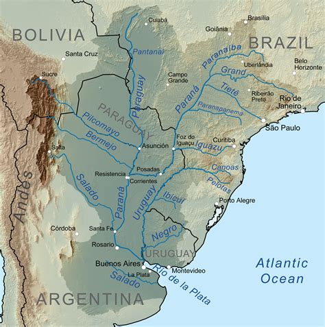 uruguay river vs parana river on map