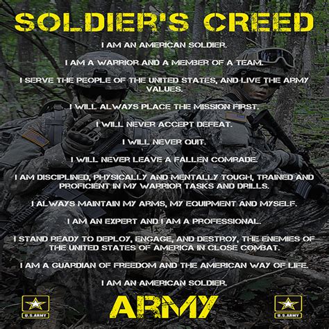 Soldiers Creed Soldiers creed, Army values, American soldiers