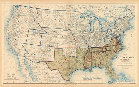 Us Map At Time Of Civil War