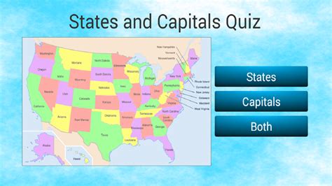 Us Map Quiz Game States And Capitals