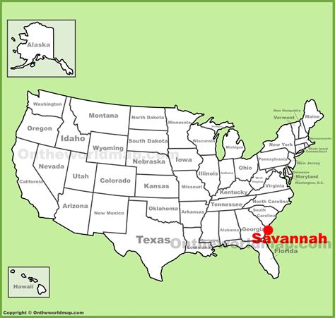 Us Map Savannah Georgia