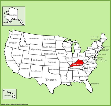 Us Map Showing Kentucky
